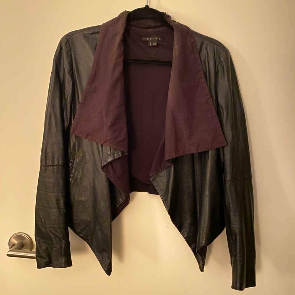 Theory leather drape jacket